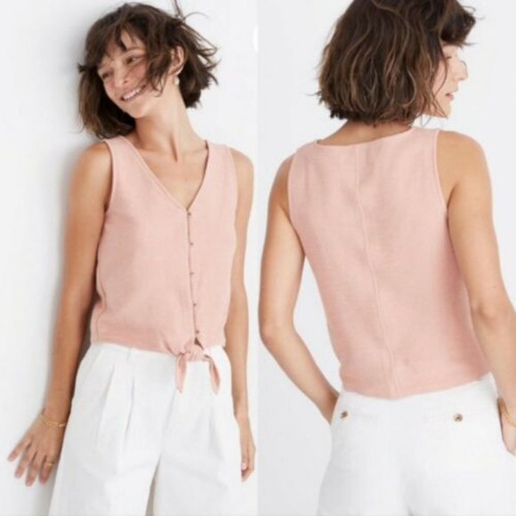 Madewell Tops - MADEWELL Texture & Thread Coral Button Front Tank Top